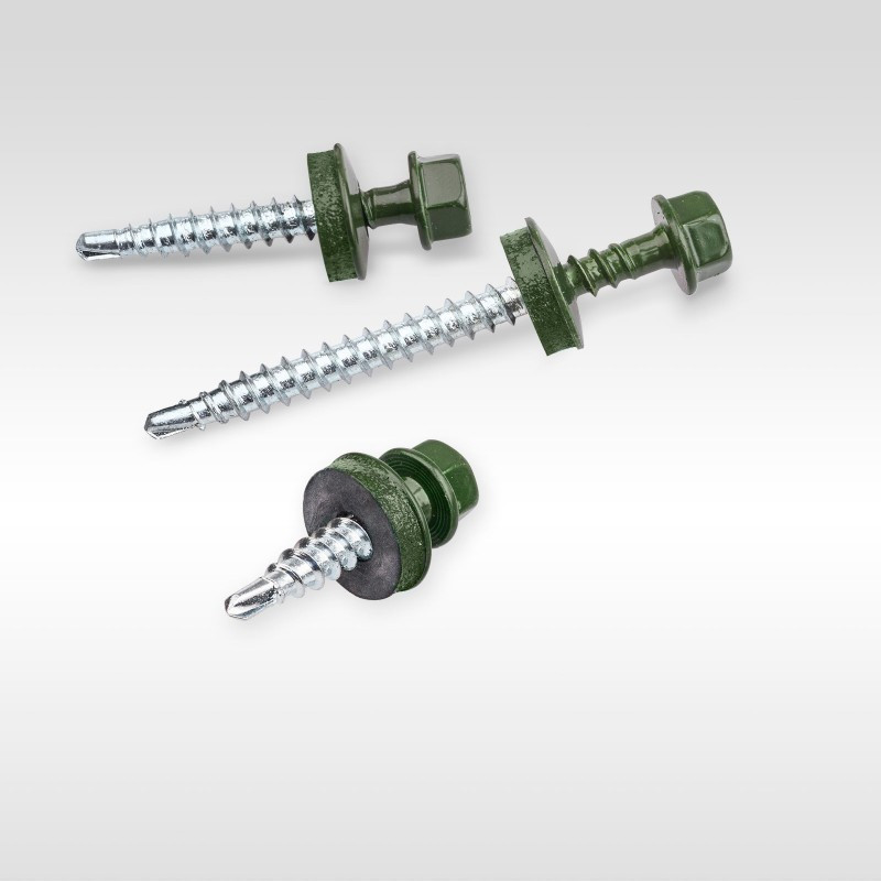 Suruburi autoforante pt. metal 4,8x35 EPDM RAL 6020, 250 buc/cut